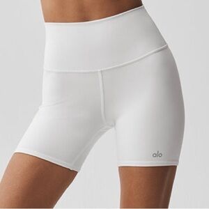 ALO Yoga High-Waist White Bike Shorts soft
